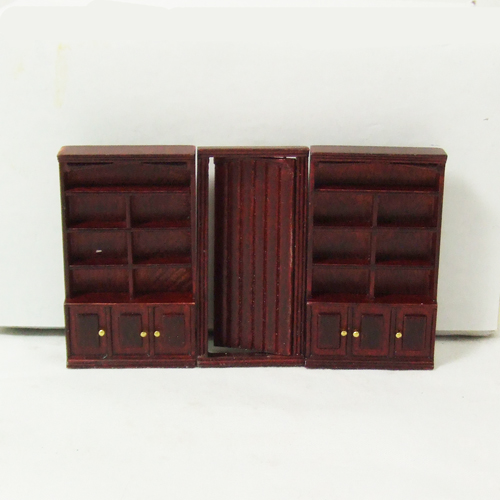 Q5863 Mahogany Bookcases with a door set 3pcs in 1/4" scale